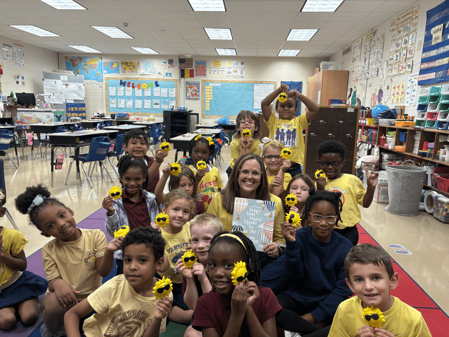 Reading to first grade students at BRFlaim in honor of Sunshine Day iCare suicide prevention initiative